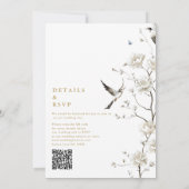 Elegante Gold Chinoiserie Floral QR Code Hochzeit Einladung (Rückseite)