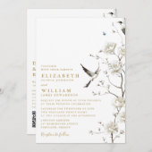 Elegante Gold Chinoiserie Floral QR Code Hochzeit Einladung (Vorne/Hinten)