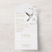 Elegante Gold Chinoiserie Rodelbahn All In One Einladung (Innen Boden)