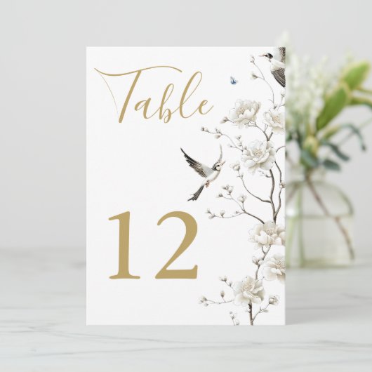 Elegante Gold Chinoiserie Tischnummer (Stehend Vorderseite)