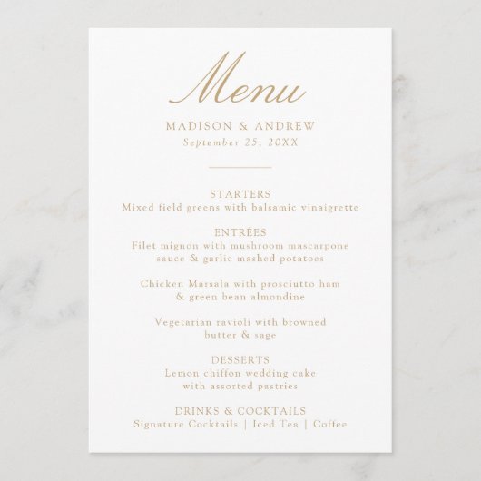 Elegante Gold Chinoiserie Viktorianische Hochzeit Menükarte (Vorderseite)