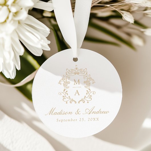 Elegante Gold Chinoiserie Wappen Monogram Wedding Geschenkanhänger