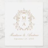 Elegante Gold Chinoiserie Wappen Monogram Wedding Weinetikett (Einzelnes Label)