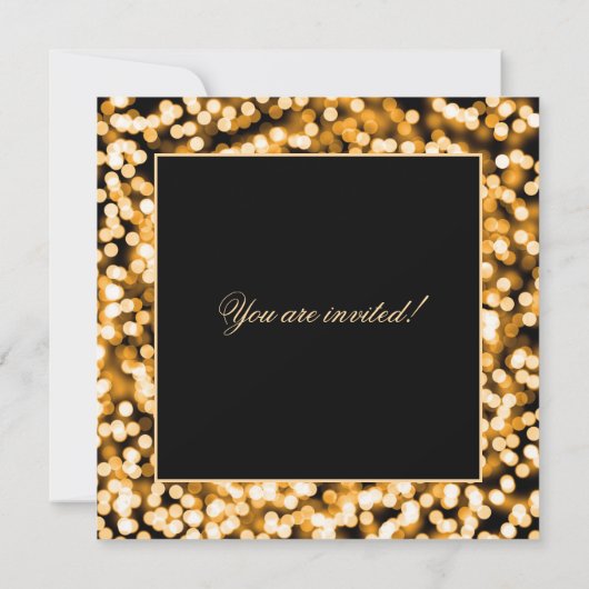 Elegante Gold Christmas String Lights Holiday Part Einladung (Rückseite)