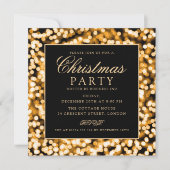 Elegante Gold Christmas String Lights Holiday Part Einladung (Vorderseite)
