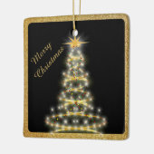 Elegante Gold Christmas Tree Black Keramikornament (Links)