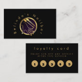 Elegante Gold Circle Nail Technician Loyalität Telefonnummerkarte (Vorne/Hinten)
