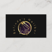 Elegante Gold Circle Nail Technician Loyalität Telefonnummerkarte (Vorderseite)