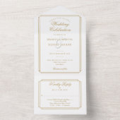 Elegante Gold Classic Deko Monogram Wedding All In One Einladung (Innen Boden)