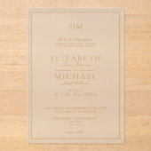 Elegante Gold Classic Script Monogram Wedding Acryleinladungen (Vorderseite)