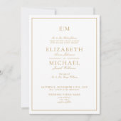 Elegante Gold Classic Script Monogram Wedding Einladung (Vorderseite)