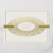 Elegante Gold Classic Verziert Mandala Wedding Ein Folieneinladung (Rückseite)