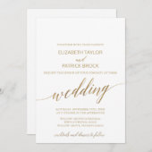 Elegante Gold Cocktails und Abendessen Hochzeit Einladung (Vorne/Hinten)