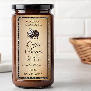 Elegante Gold Coffee Silver Glitzer Produktetikett