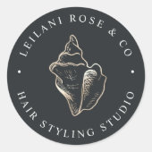 Elegante Gold Conch Muschel Personalisiert Runder Aufkleber (Vorderseite)