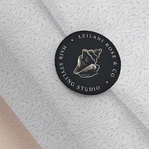 Elegante Gold Conch Muschel Personalisiert Runder Aufkleber