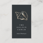 Elegante Gold Conch Muschel Vertikal Visitenkarte (Vorderseite)