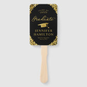 Elegante Gold Confetti auf Black 1 Foto Abschluss Fächer (Vorderseite)