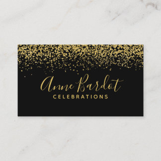 Elegante Gold Confetti & Black Beruflich Visitenkarte