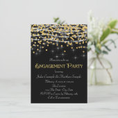 Elegante Gold Confetti Engagement Party Einladung (Stehend Vorderseite)