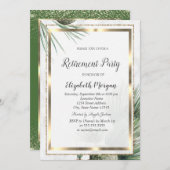 Elegante Gold Confetti Frame Pine Tree Pension Einladung (Vorne/Hinten)