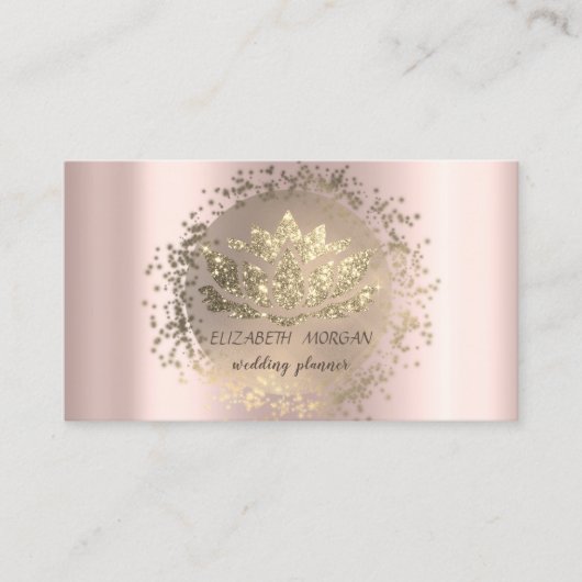 Elegante Gold Confetti Glitzer Lotus Rose Visitenkarte (Vorderseite)