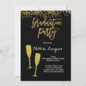 Elegante Gold Confetti Graduation Party Einladung (Vorderseite)