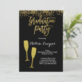 Elegante Gold Confetti Graduation Party Einladung (Stehend Vorderseite)