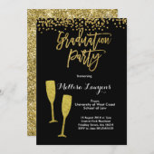 Elegante Gold Confetti Graduation Party Einladung (Vorne/Hinten)
