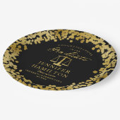 Elegante Gold Confetti Law School Abschluss Black Pappteller (Schrägansicht)