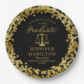 Elegante Gold Confetti Law School Abschluss Black Pappteller (Vorderseite)