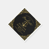 Elegante Gold Confetti Law School Abschluss Black Serviette (Ecke)