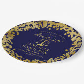 Elegante Gold Confetti Law School Abschluss Blue Pappteller (Schrägansicht)