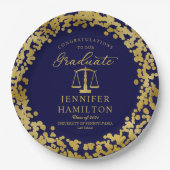 Elegante Gold Confetti Law School Abschluss Blue Pappteller (Vorderseite)