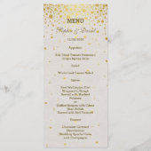 Elegante Gold Confetti White Leather Wedding Menü Menükarte (Rückseite)