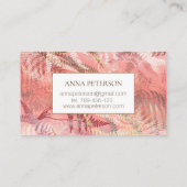 Elegante Gold Coral Pink Fern Blätter Visitenkarte (Rückseite)