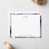 Elegante Gold Couple Initials Alcohol Ink Border Mitteilungskarte (Vorderseite/Rückseite Beispiel)