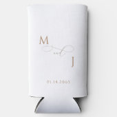 Elegante Gold Couple Script-Initials Hochzeit Selters Dosenkühler (Vorderseite)
