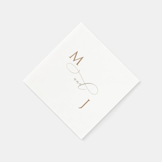 Elegante Gold Couple Script-Initials Hochzeit Serviette (Ecke)