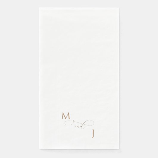 Elegante Gold Couple Script-Initials Hochzeit Serviette (Vorderseite)