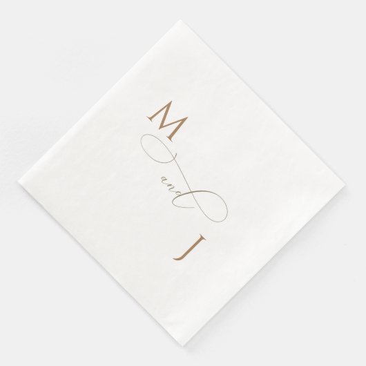 Elegante Gold Couple Script-Initials Hochzeit Serviette (Ecke)