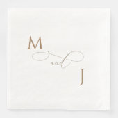 Elegante Gold Couple Script-Initials Hochzeit Serviette (Vorderseite)