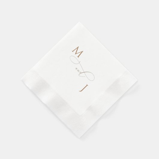 Elegante Gold Couple Script Initials Wedding Coine Serviette (Ecke)