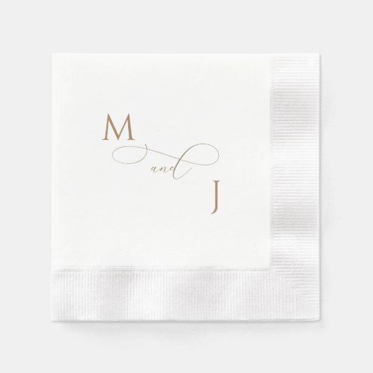 Elegante Gold Couple Script Initials Wedding Coine Serviette (Vorderseite)