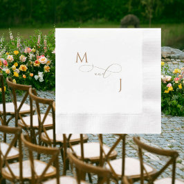 Elegante Gold Couple Script Initials Wedding Coine Serviette