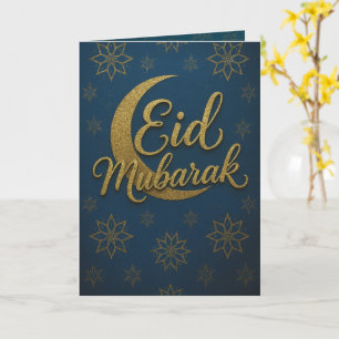 Elegante Gold Crescent Moon Eid Mubarak Gruß Karte