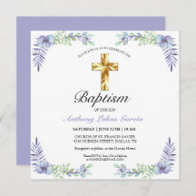 Elegante Gold Cross Lavender Boy Taufe