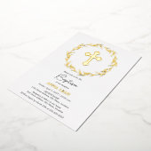 Elegante Gold Cross Taufe Folieneinladung (Gedreht)