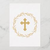 Elegante Gold Cross Taufe Folieneinladung (Rückseite)