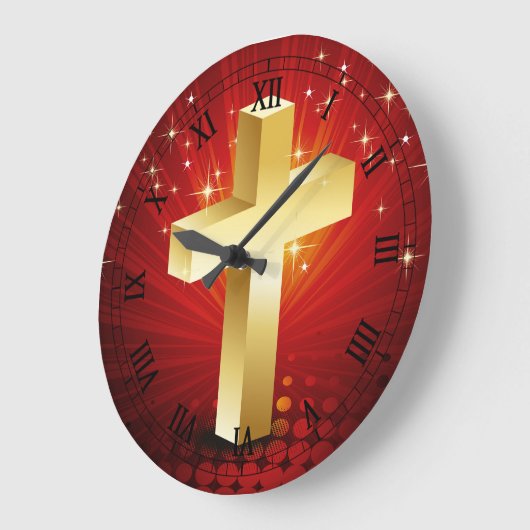 Elegante Gold Cross Weihnachtsmauer Uhr (Winkel)